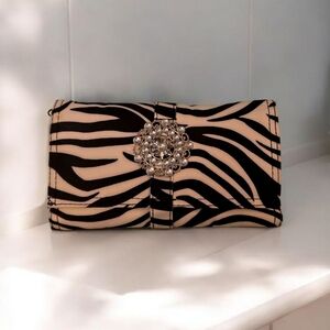 Elegant Zebra-Print Jewelry/Cosmetic Organizer Clutch